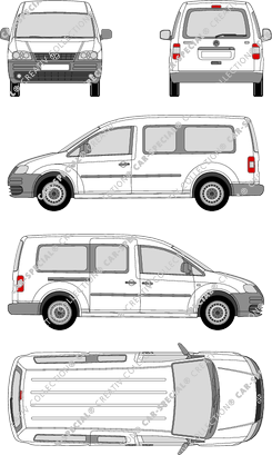 Volkswagen Caddy, Maxi, van/transporter, Rear Flap, 1 Sliding Door (2007)