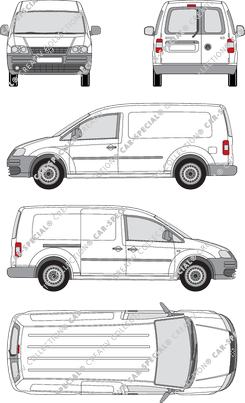 Volkswagen Caddy, Maxi, Kastenwagen, Heck verglast, Rear Wing Doors, 1 Sliding Door (2007)