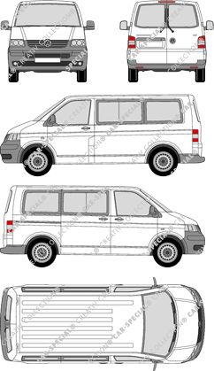 Volkswagen Transporter, T5, Kleinbus, Normaldach, Rear Wing Doors, 1 Sliding Door (2003)