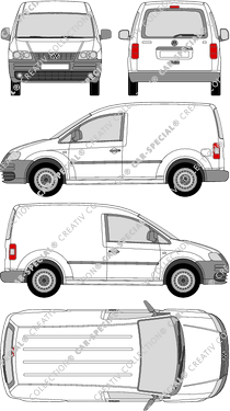Volkswagen Caddy, furgone, vitre arrière, Rear Flap (2004)
