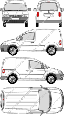 Volkswagen Caddy, Kastenwagen, Heck verglast, Rear Flap, 1 Sliding Door (2004)