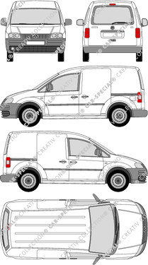 Volkswagen Caddy, Kastenwagen, Heck verglast, Rear Flap, 2 Sliding Doors (2004)