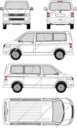 Volkswagen Transporter Multivan, T5, Multivan, Kleinbus, Rear Flap, 1 Sliding Door (2009)
