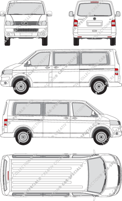 Volkswagen Transporter Multivan, T5, Multivan, Kleinbus, empattement long, Rear Flap, 2 Sliding Doors (2009)