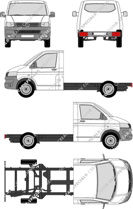 Volkswagen Transporter, T5, Chassis for superstructures, long wheelbase, single cab (2009)