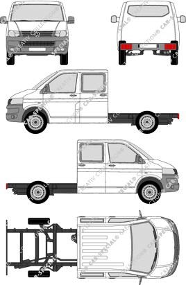 Volkswagen Transporter, T5, Chassis for superstructures, long wheelbase, double cab (2009)