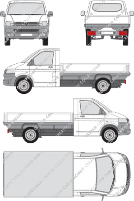 Volkswagen Transporter, T5, catre, paso de rueda largo, cabina individual (2009)