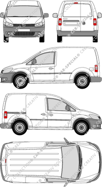 Volkswagen Caddy, fourgon, Rear Wing Doors, 1 Sliding Door (2010)