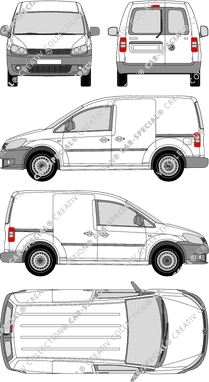 Volkswagen Caddy, fourgon, Heck verglast, Rear Wing Doors, 2 Sliding Doors (2010)