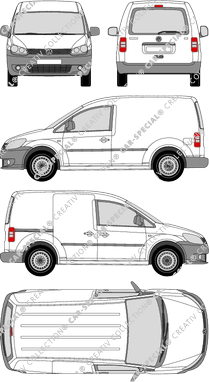 Volkswagen Caddy, furgone, vitre arrière, Rear Flap, 1 Sliding Door (2010)