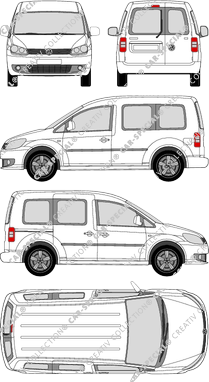 Volkswagen Caddy, van/transporter, Rear Wing Doors, 1 Sliding Door (2010)