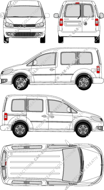 Volkswagen Caddy, Hochdachkombi, Rear Wing Doors, 1 Sliding Door (2010)