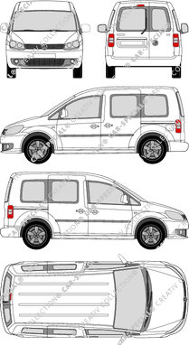 Volkswagen Caddy, fourgon, Rear Wing Doors, 2 Sliding Doors (2010)