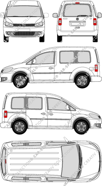 Volkswagen Caddy, fourgon, Rear Flap, 1 Sliding Door (2010)