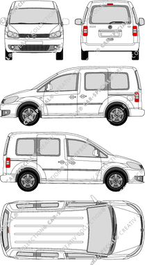 Volkswagen Caddy, van/transporter, Rear Flap, 2 Sliding Doors (2010)