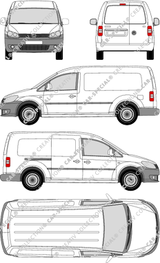 Volkswagen Caddy, Maxi, furgone, Rear Wing Doors, 1 Sliding Door (2010)