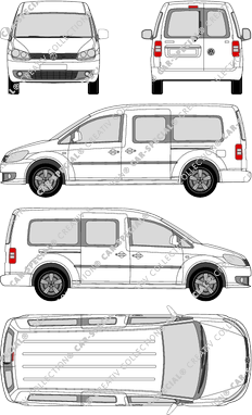 Volkswagen Caddy, Maxi, furgone, Rear Wing Doors, 2 Sliding Doors (2010)