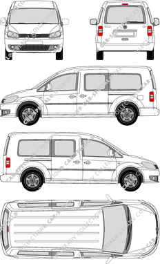 Volkswagen Caddy, Maxi, furgone, Rear Flap, 2 Sliding Doors (2010)