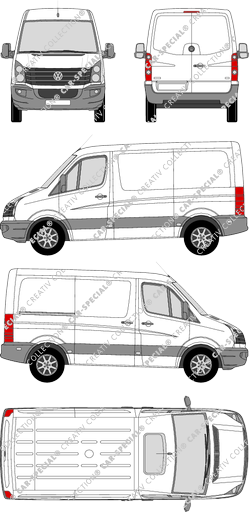 Volkswagen Crafter, van/transporter, short wheelbase, Rear Wing Doors, 1 Sliding Door (2011)