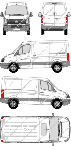 Volkswagen Crafter, Kastenwagen, Radstand kurz, Rear Wing Doors, 2 Sliding Doors (2011)