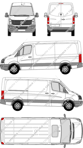 Volkswagen Crafter, van/transporter, medium wheelbase, Rear Wing Doors, 1 Sliding Door (2011)