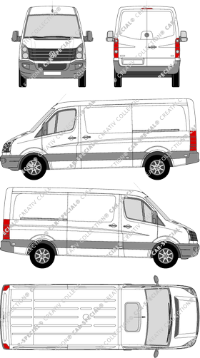 Volkswagen Crafter, van/transporter, medium wheelbase, Rear Wing Doors, 2 Sliding Doors (2011)