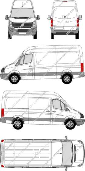 Volkswagen Crafter, van/transporter, high roof, medium wheelbase, Rear Wing Doors, 1 Sliding Door (2011)