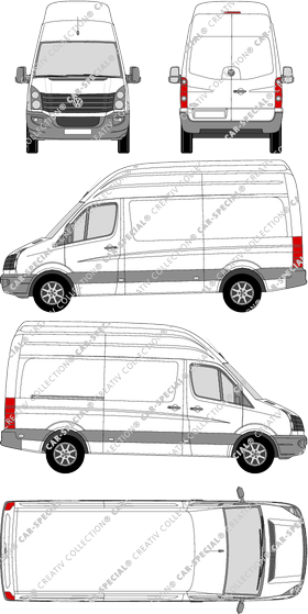 Volkswagen Crafter, van/transporter, super high roof, medium wheelbase, Rear Wing Doors, 1 Sliding Door (2011)