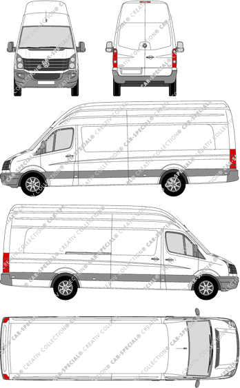 Volkswagen Crafter, fourgon, toit super haut, Radstand lang mit Überhang, Rear Wing Doors, 1 Sliding Door (2011)