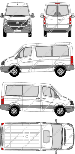 Volkswagen Crafter, camionnette, Radstand kurz, Rear Wing Doors, 1 Sliding Door (2011)