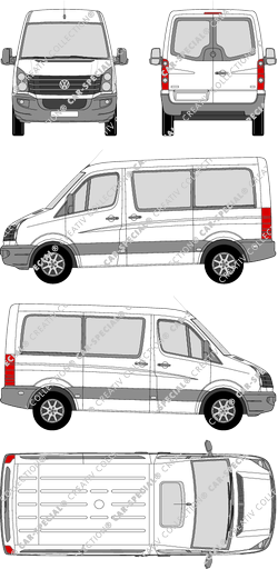 Volkswagen Crafter, minibus, short wheelbase, Rear Wing Doors, 2 Sliding Doors (2011)