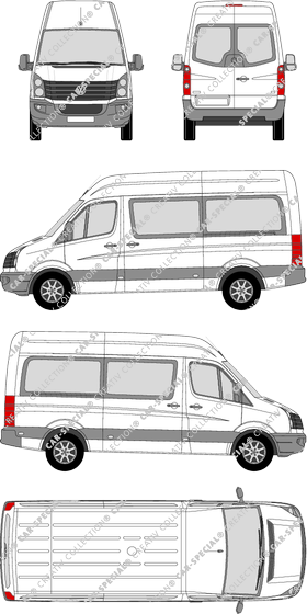 Volkswagen Crafter, camionnette, toit haut, Radstand mittel, Rear Wing Doors, 2 Sliding Doors (2011)