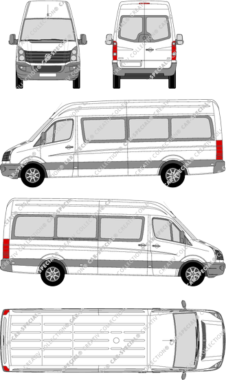 Volkswagen Crafter, Kleinbus, tetto alto, empattement long, Rear Wing Doors, 1 Sliding Door (2011)