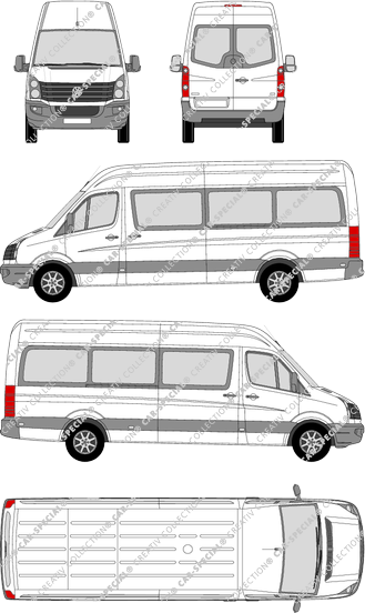 Volkswagen Crafter, minibus, high roof, long wheelbase, Rear Wing Doors, 2 Sliding Doors (2011)