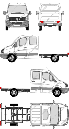 Volkswagen Crafter, Chasis para superestructuras, paso de rueda medio, cabina doble (2011)