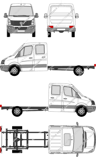 Volkswagen Crafter, Chasis para superestructuras, paso de rueda largo, cabina doble (2011)