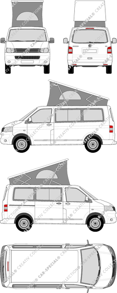 Volkswagen California aufgestelltes Dach, T5, Camper, Rear Flap, 1 Sliding Door (2009)
