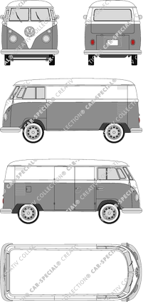 Volkswagen Transporter, T1, furgone, vitre arrière (1965)