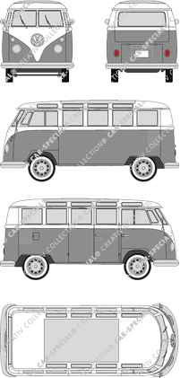 Volkswagen Transporter Samba, T1, Samba, microbús (1965)