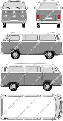 Volkswagen Transporter, T2, minibus, Rear Flap, 1 Sliding Door (1973)