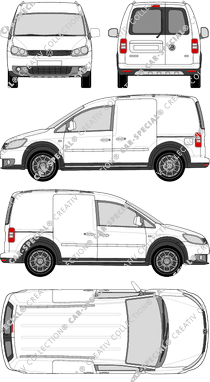 Volkswagen Caddy Cross, Cross, furgone, vitre arrière, Rear Wing Doors, 2 Sliding Doors (2013)