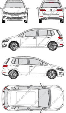 Volkswagen Golf Sportsvan Hatchback, 2014–2017 (VW_433)