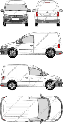Volkswagen Caddy, fourgon, Rear Flap, 1 Sliding Door (2015)