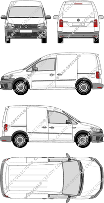 Volkswagen Caddy, fourgon, Rear Flap, 2 Sliding Doors (2015)