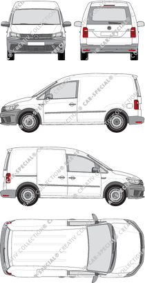 Volkswagen Caddy, furgón, ventana de parte trasera, Rear Flap, 1 Sliding Door (2015)