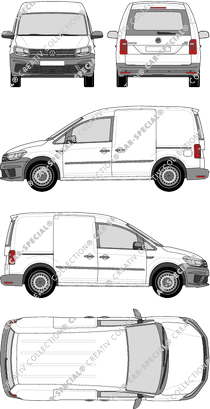 Volkswagen Caddy, van/transporter, rear window, Rear Flap, 2 Sliding Doors (2015)