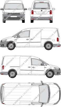 Volkswagen Caddy, Maxi, furgón, ventana de parte trasera, Rear Flap, 2 Sliding Doors (2015)