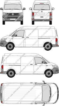 Volkswagen Transporter, T6, fourgon, toit intermédiaire, langer Radstand, Heck verglast, Rear Flap, 2 Sliding Doors (2015)