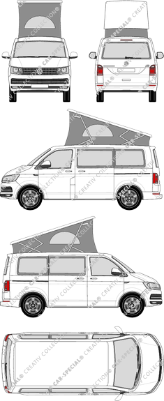 Volkswagen California toiture en pente, T6, Camper, kurzer Radstand, Rear Flap, 1 Sliding Door (2015)