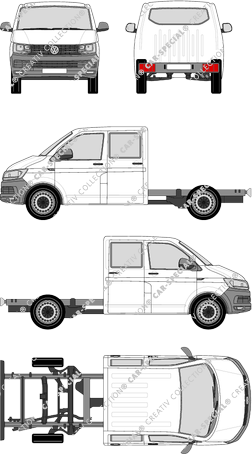 Volkswagen Transporter, T6, Fahrgestell für Aufbauten, langer Radstand, Doppelkabine (2015)